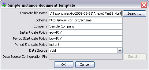 Simple Instance Document Template dialog shape